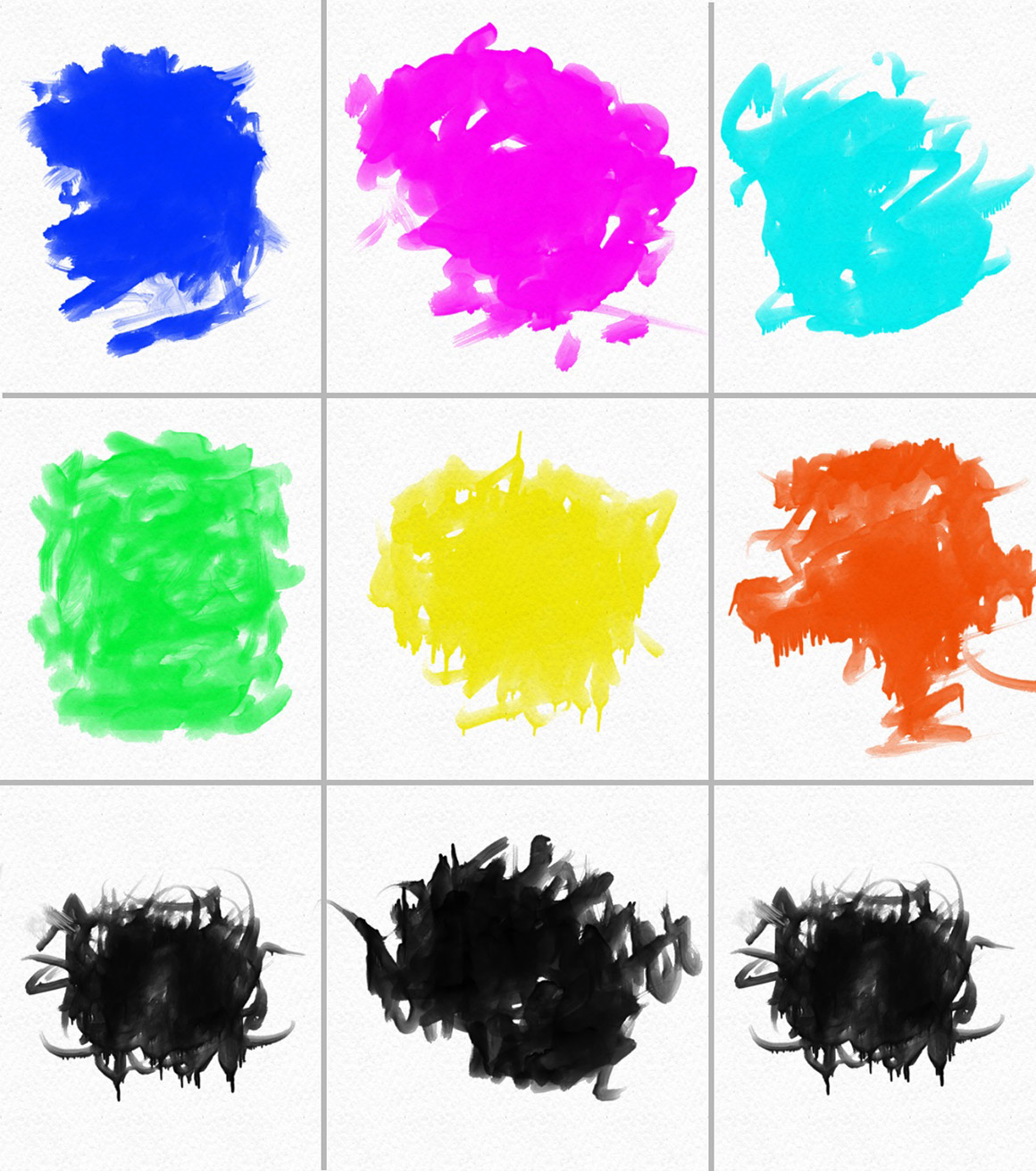 【ps笔刷】195款水彩ps笔刷 50款光影火焰png透明背景素材