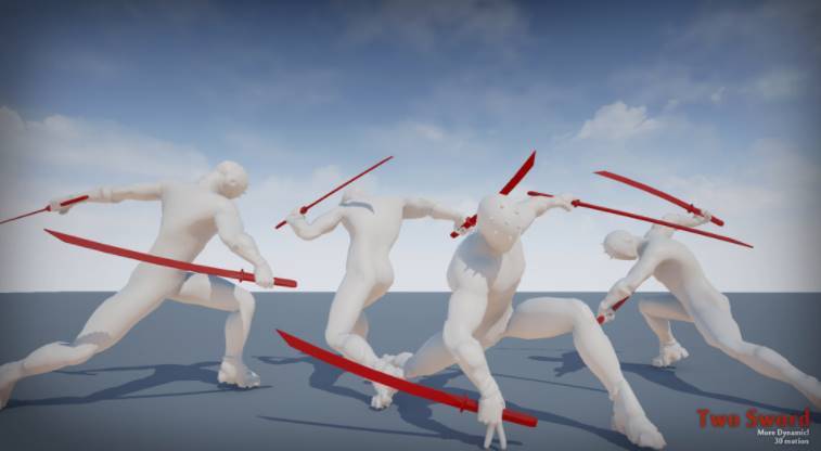 ue4商城资源twosword animation set双剑动画集