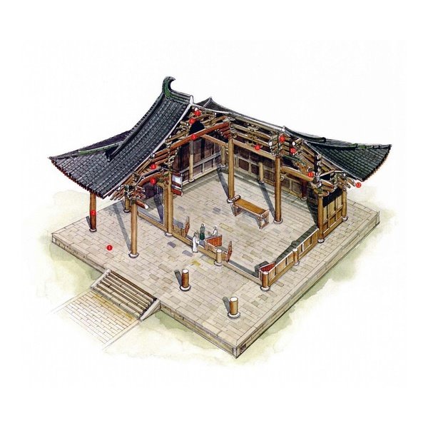 中国经典古建筑原画插画参考素材