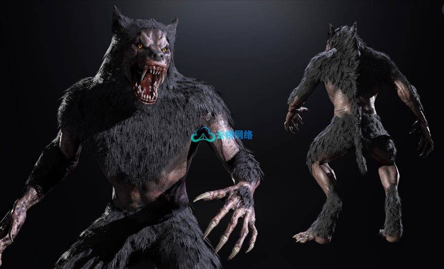 UE资源 “Werewolf” – Mythical Creature (Bonus: Zombie, Neon Skin)_云桥网CG资源站
