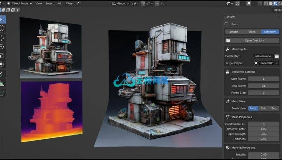 Blender插件ZForm:将深度图与图像转换为3D网格的强大工具