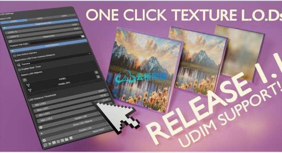 Blender插件 One Click Texture L.O.D – Udim Support V1.1