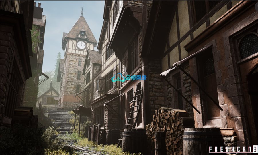 UE资源 Medieval Street Pack (Medieval Town, Medieval , Medieval Clock Tower )