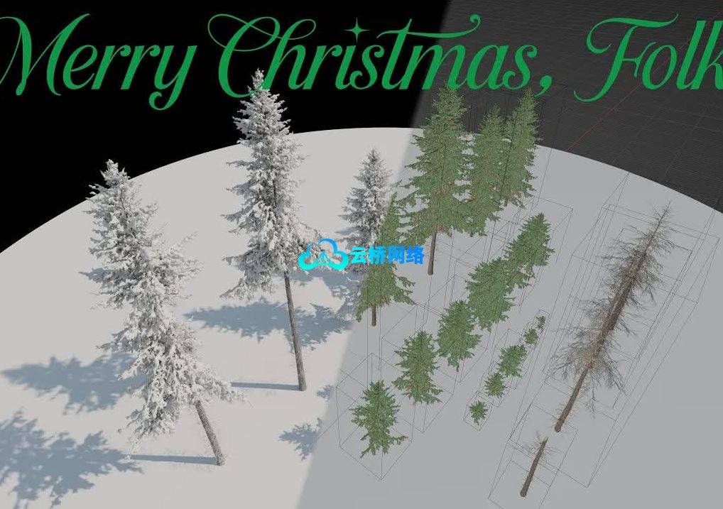 22棵免费的雪松树Blender 3D模型