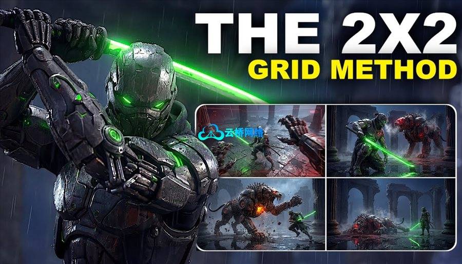 用AI打造电影感影片的全新方法（2×2网格法）