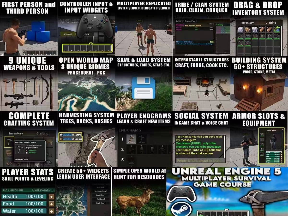 为Steam打造一款完整的多人生存游戏 在虚幻引擎5.4中重制