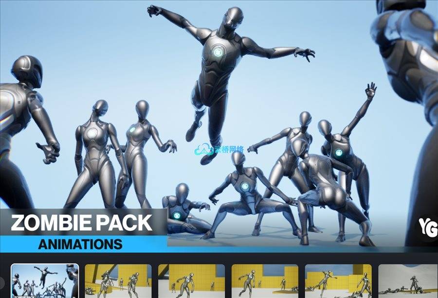 105个僵尸动画动作捕捉 + 281个额外僵尸音频 – 105 Zombie Animations Mocap + 281 Bonus Zombie Audio